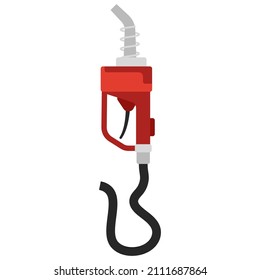 Ilustración del vector de la bomba de boquilla de combustible rojo aislada sobre un fondo blanco.