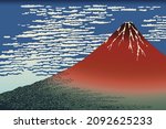 Red fuji mountain - Katsushika Hokusai