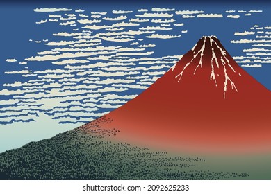 Red Fuji Mountain - Katsushika Hokusai