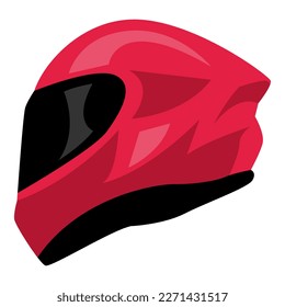 roter Helmseitenansicht. Konzept von Helm, Kopfschutz, Sport, Motorradfahrer. flaches Vektorsymbol.