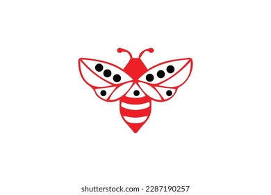 red funny bee  and cute cartoon icon clipart
