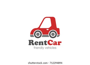 Red funny Car abstract Logo design vector template.
Friendly Rent auto vehicle Logotype concept icon.