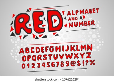 RED. Funny and colorful font in red style.