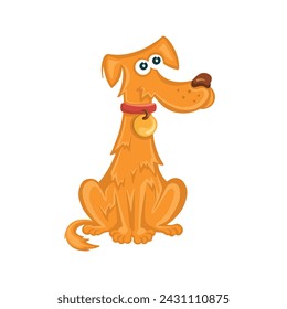 Red funny dog, animal. Vector illustration in cartoon style