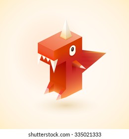 red funny dragon monster