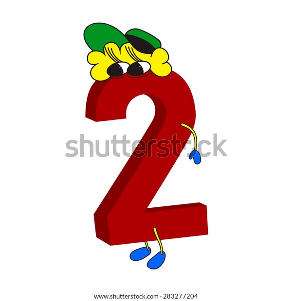 Red Funny Face 3d Number 2 Stock Vector (Royalty Free) 283277204