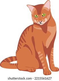 Red fur striped cat. Cartoon kitten icon
