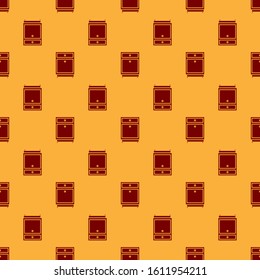 Red Furniture nightstand icon isolated seamless pattern on brown background.  Vector Illustration