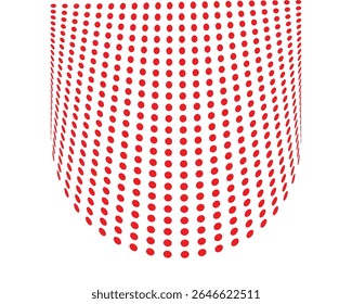 Red Futuristic Abstract Dot Grid on Wavy Red Surface Vector EPS, Fully Editable File.