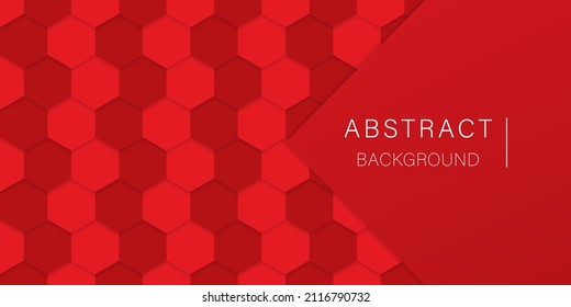 Red Futuristic Background. Bright Red Hexagon Backdrop. Abstract Technology Pattern with Hex Shapes. Modern Wallpaper Design. Vector Illustration.