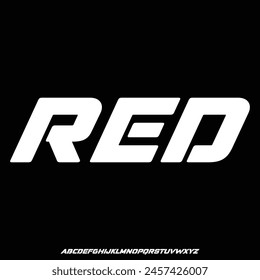 RED, futuristic modern typeface vector alphabet set