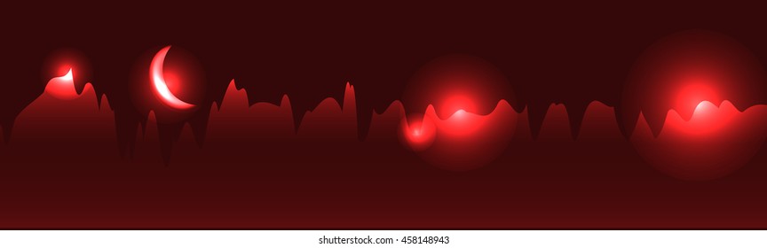 red futuristic moon skyline abstract vector background