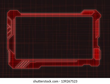 Red Futuristic Screen Tablet Device 