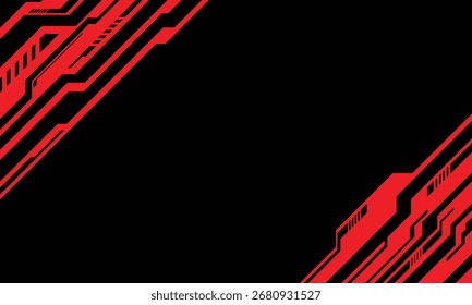 Frontera futurista roja de la tecnología en el fondo negro
