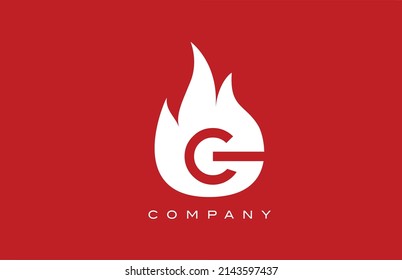 Rotes G Feuer Flammen Flammen Alphabet Buchstaben Logo Design. Vorlage für kreatives Symbol für Unternehmen und Unternehmen