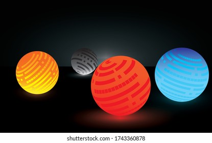 red galactic planet background blue orange and white
