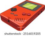 Red game boy classic game pocket Vector anime 80s 90s Style 