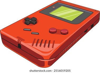 Red game boy classic game pocket Vector anime 80s 90s Style 