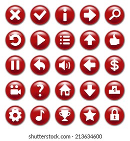 Red game buttons set