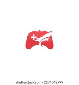 Red game controller with an eagle on it