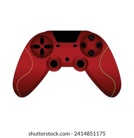  Red game controller. Joystick isolated on a white background. Modern gamepad. Vector illustration.Red Gamepad.Games.