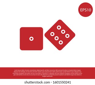 Red Game dice icon isolated on white background. Casino gambling.  Vector Illustration