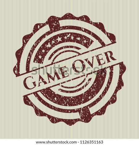 Red Game Over distressed grunge stamp