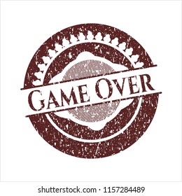 Red Game Over rubber grunge seal