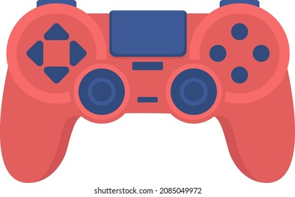 Red gamepad semi flat color vector object. Full realistic item on white. Console controller for gamer. Entertainment isolated modern cartoon style illustration for graphic design and animation