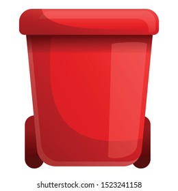 Red garbage bin icon. Cartoon of red garbage bin vector icon for web design isolated on white background