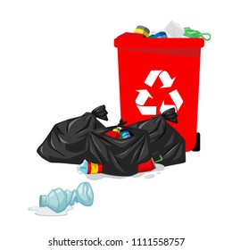 Red Garbage Bin Plastic Recycle White Background Vector Image
