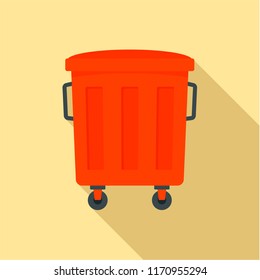 Red garbage box icon. Flat illustration of red garbage box vector icon for web design