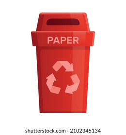 Red garbage container in flat style for paper waste vector illustration