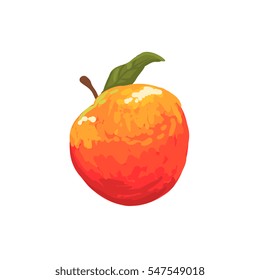 Red Garden Apple Funky Hand Drawn Fresh Fruit Cartoon Illustration