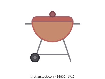 Red garden barbecue on white background