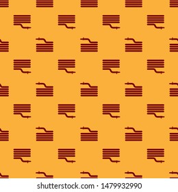 Red Garden hose or fire hose icon isolated seamless pattern on brown background. Spray gun icon. Watering equipment.  Vector Illustration