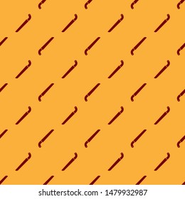 Red Garden saw icon isolated seamless pattern on brown background.  Vector Illustration