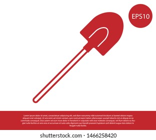 Red Garden shovel icon isolated on white background. Gardening tool. Tool for horticulture, agriculture, farming.  Vector Illustration
