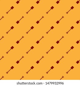 Red Garden shovel icon isolated seamless pattern on brown background. Gardening tool. Tool for horticulture, agriculture, farming. Vector Illustration Red Garden shovel icon isolated seamless pattern on brown background. Gardening tool. Tool for horticulture, agriculture, farming. Vector Illustration