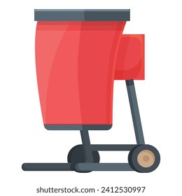 Red garden shredder icon cartoon vector. Wood tree. Nature mower