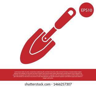 Red Garden trowel spade or shovel icon isolated on white background. Gardening tool. Tool for horticulture, agriculture, farming.  Vector Illustration