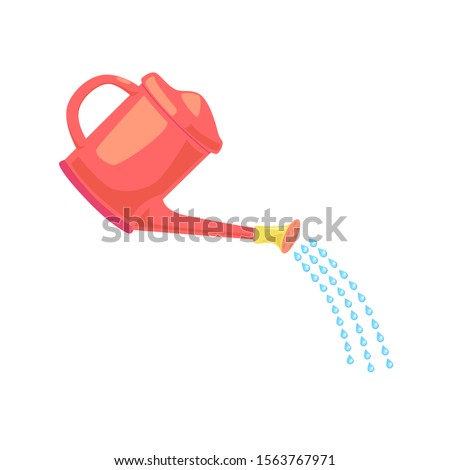 Red Garden Water can sprays water drops clipart. Gardening design element. Irrigation symbol. Simple illustration from General concept. Flat vector illustration isolated on white background.