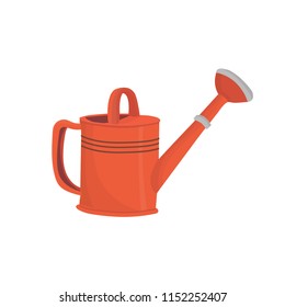 Red garden watering can. Vector isolated object in cartoon style for your design