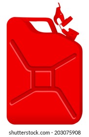 Red gas can on a white background.