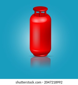 The red gas cylinder 3D vector design illustration. 