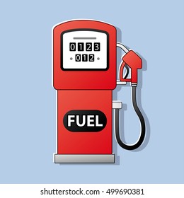 Red gas fuel pump icon.