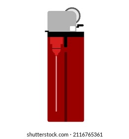 Red gas lighter vector illustration