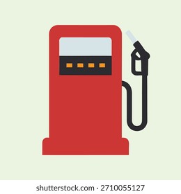 Se muestra una bomba de gas roja con una boquilla y una manguera negras.