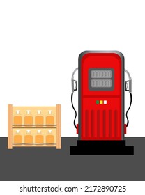 red gas station, bottled petrol for sale, 3d rendering illustration 