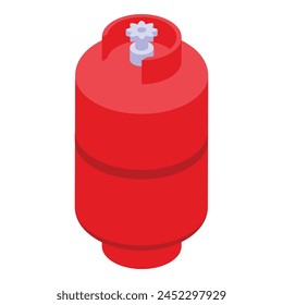 Red gas tank icon isometric vector. Home using pot. Control platform